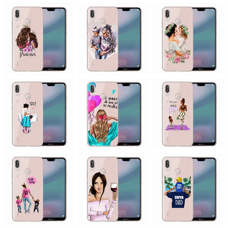 Soft Case For Huawei Honor 7A 8A 8X 8C 9 10 Mate 20 P Smart P10 Lite Nova 3 Hair Baby Mom Girl TPU Cover D602 |