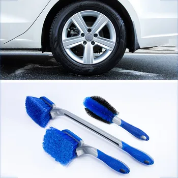 

Car Cleaning Kit Cleaning Tire Ring Strong Decontamination Long Handle Brush Blue Wheel Brush Car Tire Brush Set