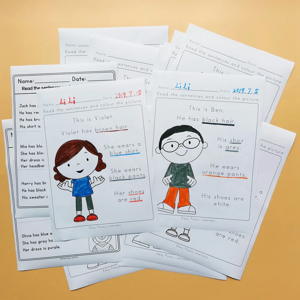  20PCS/Set Learn English Drawing Reading Understanding Word Classroom Game Integration Workbook Clas - 33002931492