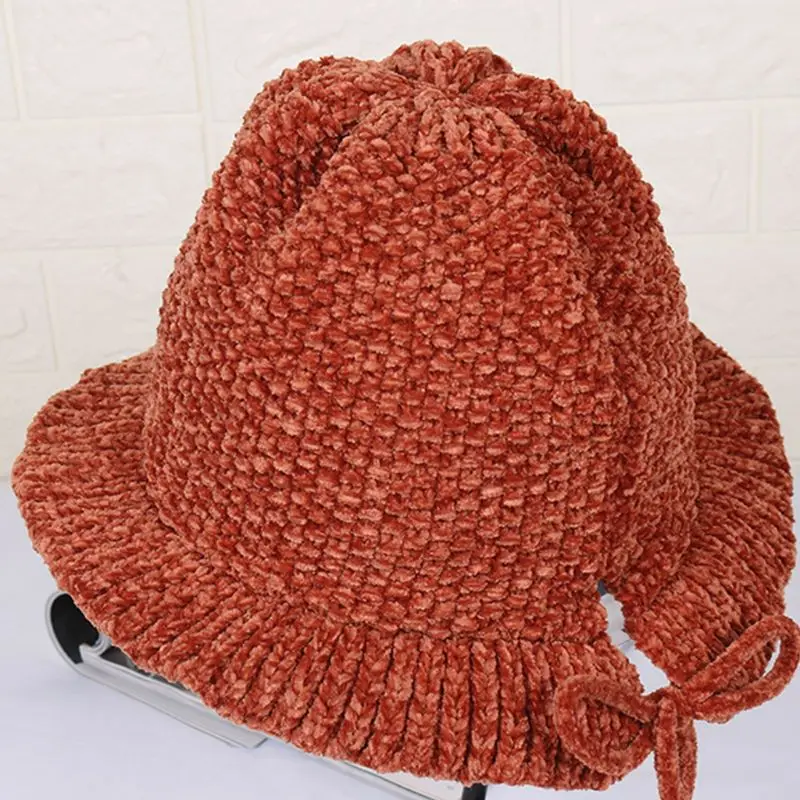 Однотонная шерстяная шапка с оборками для девочек; зимняя плотная теплая шапка в рыбацком стиле