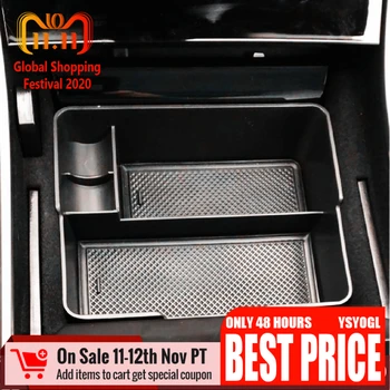 

For Tesla Model 3 Car Armrest Box Storage Organizer Containers Transparent Hidden Holder Box Auto Container Glove Organizer Case