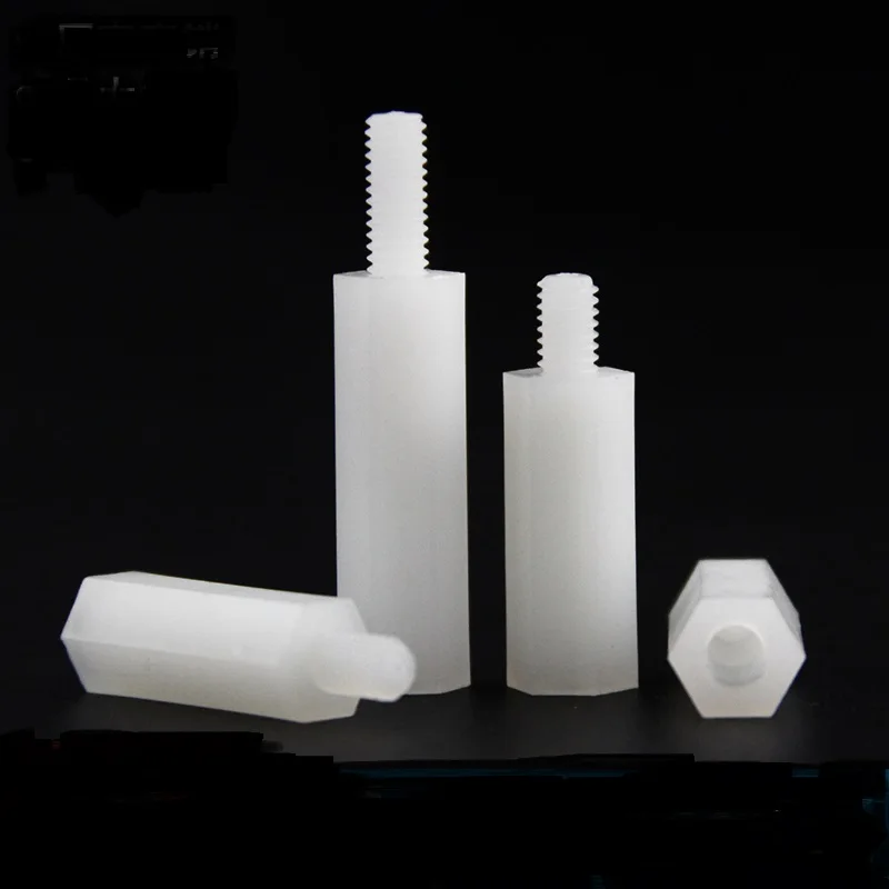 M2 M2.5 M3 M4 White Single head nylon column Hexagonal nylon stud Insulation / plastic isolation column Plastic support column