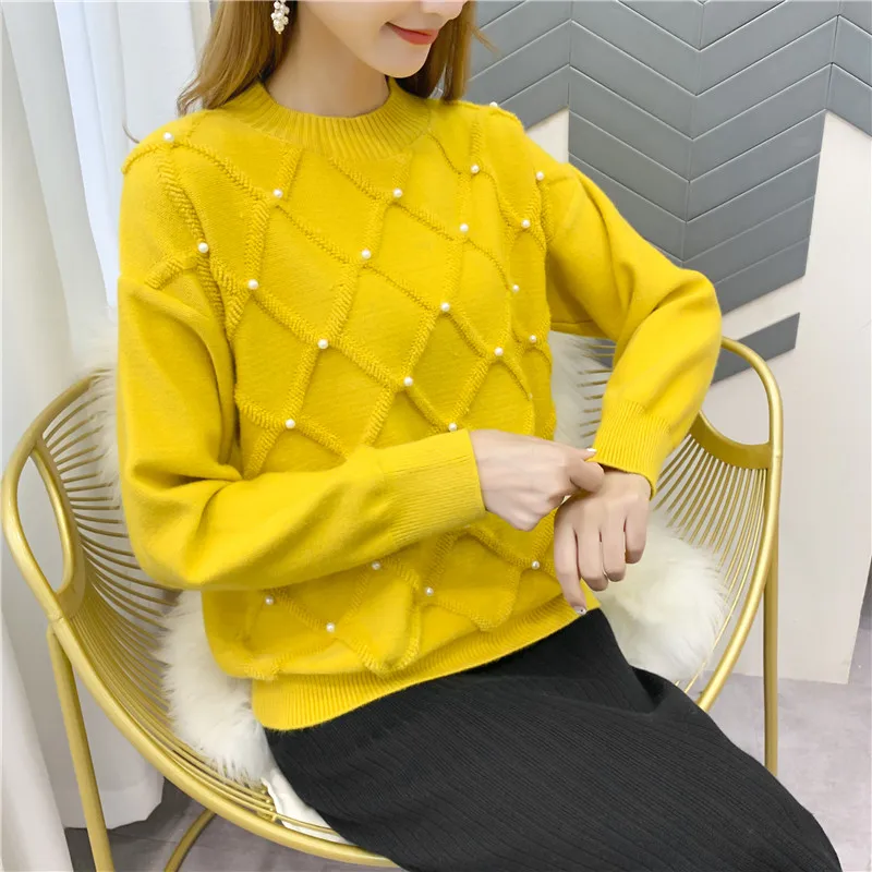 Online Casual Herbst winter Frauen dicken Pullover Pullover lange hülse taste oansatz chic Pullover Weibliche Dünne knit top