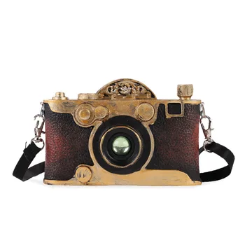 

European Style Retro Mini Camera Model Vintage Sculpture Handicrafts Antique Camera with Straps Home Decoration Crafts Gift