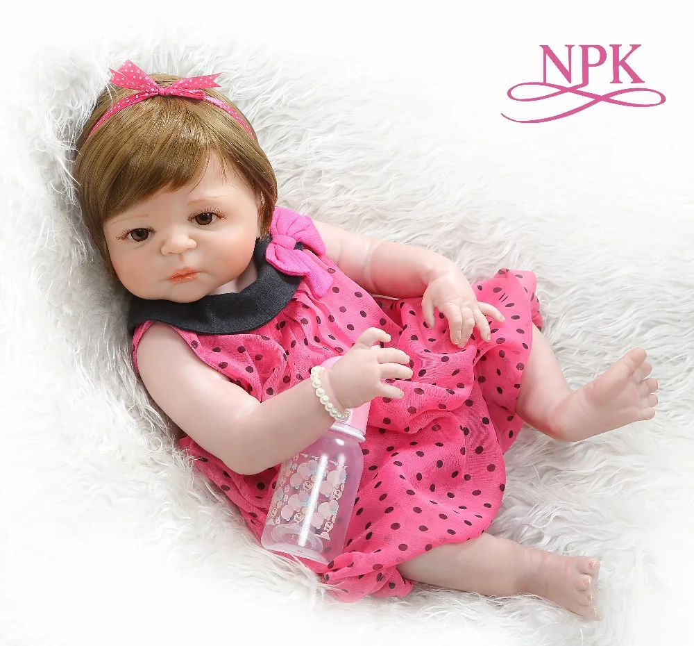 NPK 56 см bebe кукла для новорожденных, для девочек мизинец Сладкая Виктория полное тело силиконовая Ванна игрушка ручная детальная paiting обучающая игрушка
