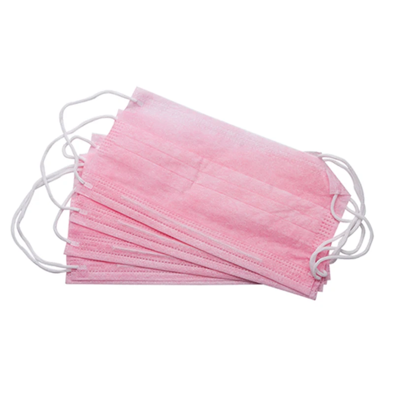 

100Pcs/Pack Anti-Dust Windproof Mask Disposable Mouth Nose Face Care Eyelash Extension Non-Woven Fabric Masks Pink
