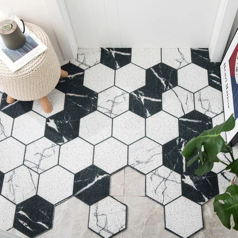 Durable Door Mat Carpet Diamond Plaid Hexagon Pattern Large Floor Mats Anti-slip Easy Clean Washable Entryway | Дом и сад