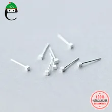 ElfoPlataSi стерлингового серебра 925 2 мм маленькие квадратные серьги для женщин модные ювелирные изделия из стерлингового серебра XY1148