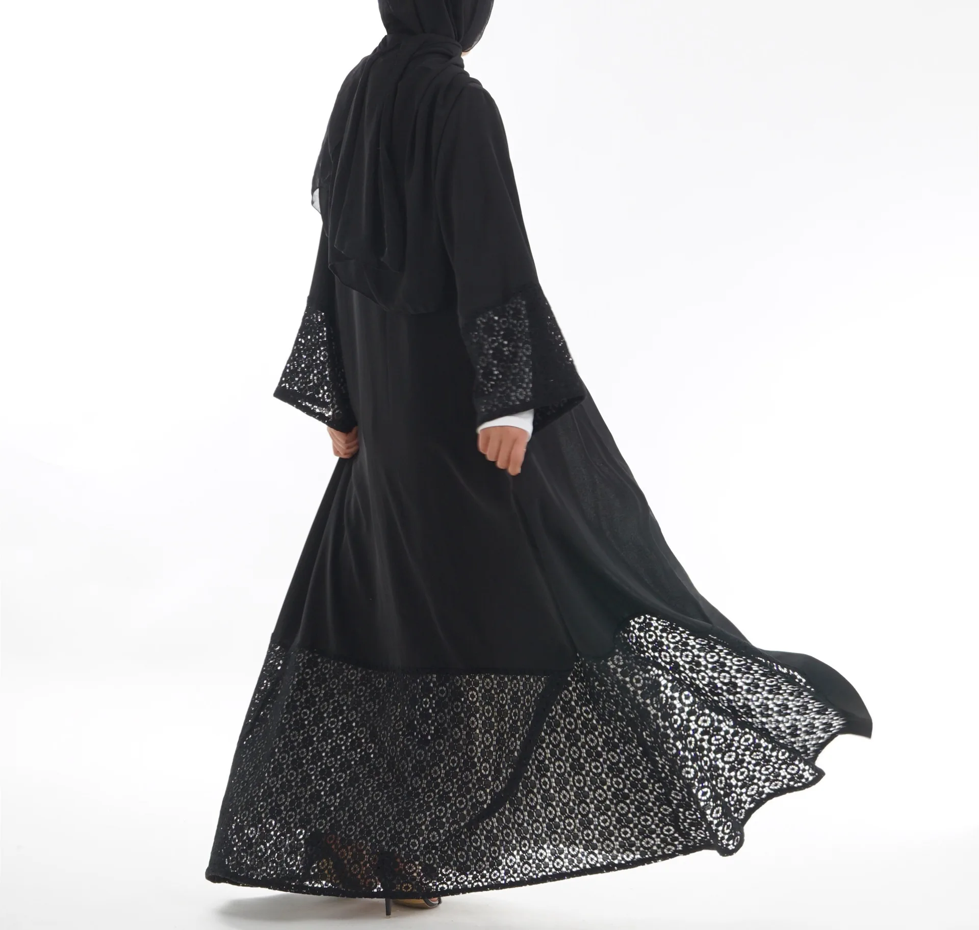 

WOMEN'S Dress Hollow out Cotton Lace Black Trinidad Robe Dubai-Robe