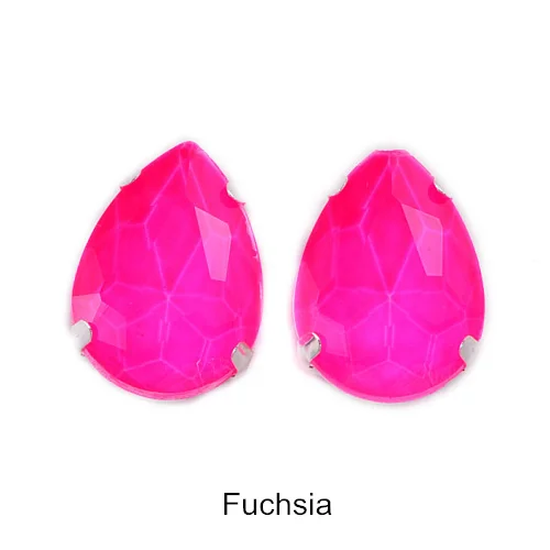 13x18mm 20pcs Teardrop Glass Strass Sew On Rhinestones With Claw Drop стразы Sew On Fluorescent Neon Rhinestone Garment B3865 - Цвет: Fuchsia