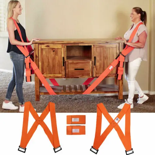 Подъем-плечевые ремни-перемещение-подъем-помощь-инструмент-тяжелая-Мебель-техника-ремень для тележки - Цвет: Оранжевый