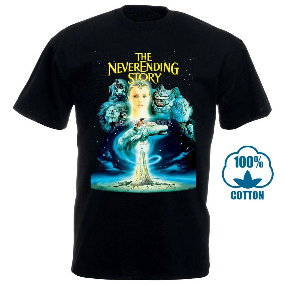 Забавные мужские футболки с изображением фильма The Neverending Story Poster в стиле