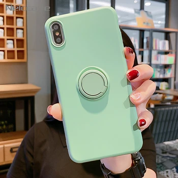 

100Pcs Soft Liquid Silicone Case For iPhone 11 Pro XS Max XR X 8 7 6 Plus SE 2020 Stand Ring Holder Slim Shockproof Armor Cover