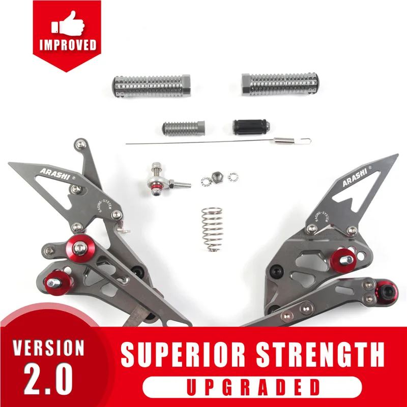 Араши 1 компл Регулируемые подножки для SUZUKI GSXR1000 2009- подножки GSXR-1000 2010 2011 2012 2013 фрезерный станок с ЧПУ - Цвет: Gray