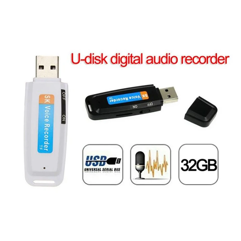 Диктофон U Disk цифровой Аудио зарядное устройство USB флеш накопитель до 32 Гб Micro SD TF