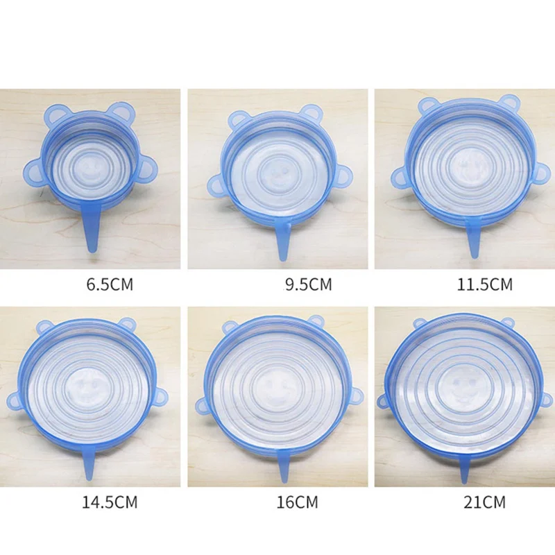 6 шт./компл. силиконовые крышки для кружки многоразовые Еда свежий сохранить крышка Универсальный Прочный стакан фильтра для хранения пластина Кухня к высоким температурам инструменты