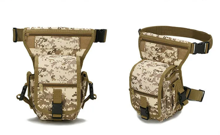 Тактическая уличная спортивная сумка для езды Molle для ног, военная армейская охотничья поясная сумка, водонепроницаемая набедренная многофункциональная походная сумка - Цвет: Desert digital