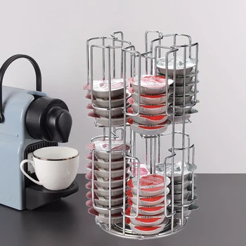

Non Slip Coffee Capsule Holders Rotating Stand Durable Pod Home Storage Bar Iron Chromeplate Kitchen Office Dispenser