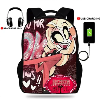 

New Style School bags for students Most Popular And Fashion mochila bags Hazbin Cosplay Hotel Print escolar bags