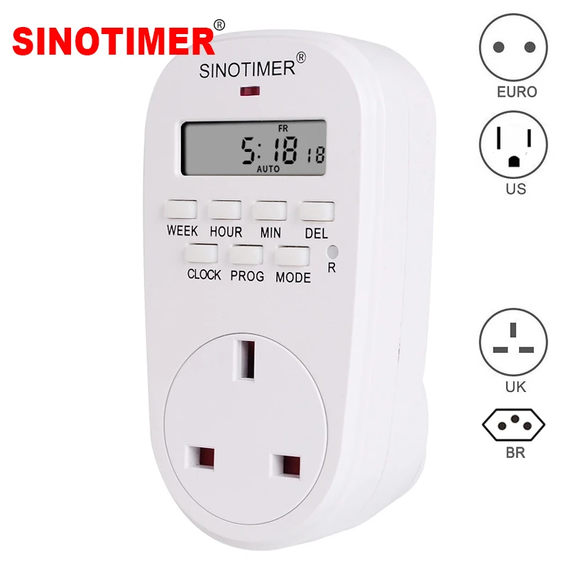 7 Days Weekly Programmable Plug in Countdown Timer Switch EU UK BR US IL IT TH Socket Timing Controller 110V 230V | Инструменты