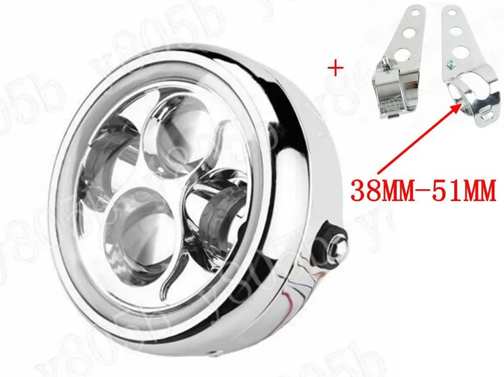 6," светодиодный фар+ крепление для Kawasaki Vulcan классический VN 400 VN500 VN800 VN 900 1200 1500 1600 2000 измельчитель крейсера - Цвет: 38-51MM