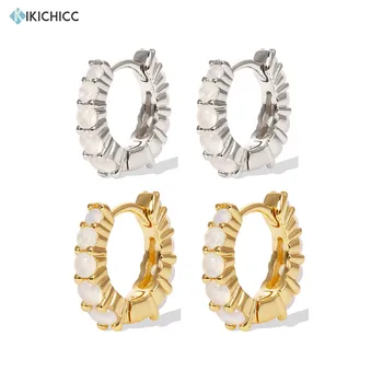 

Kikichicc 925 Sterling Silver Gold 8.5mm Opal Huggies Mini Hoops Circle Special 2020 Ring Crystal CZ Fashionable Women Jewelry