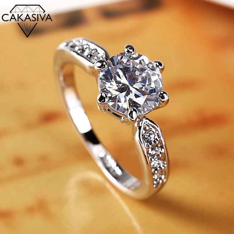

Diagonal 0.77 Cm Diamond Women's Ring 2 Carat Zircon Wedding Ring