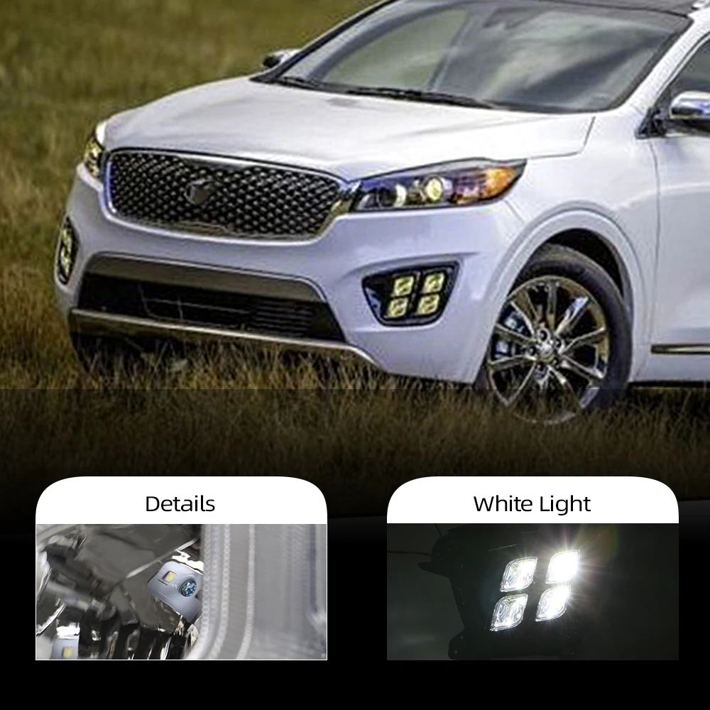 Car Flashing 2PCS LED DRL fog lamp Daytime Running light Daylights Daylight For KIA Sorento 2015 2016 2017 |