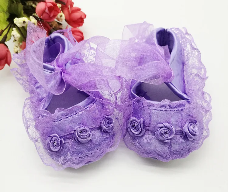 New Spring Autumn Newborn Baby Girl Shoes Princess Lace Shoes Soft Sole Crib Shoes Anti-slip Toddler First Walker Kid Shoes - Цвет: 06