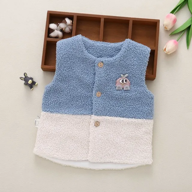 Owl Blue Для маленьких мальчиков и девочек жилет из толстой ткани для малышей двухцветные жилет; сезон осень-зима-весна, теплые детские детская одежда От 2 месяцев до 3 лет - Цвет: Owl Blue
