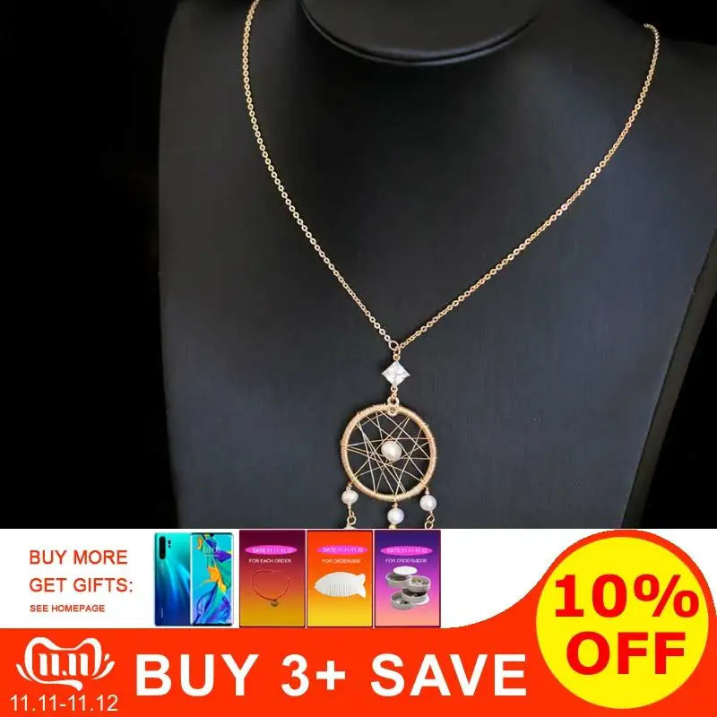 DAIMI дизайнерское ожерелье в виде Ловца снов красное с пресноводным жемчугом