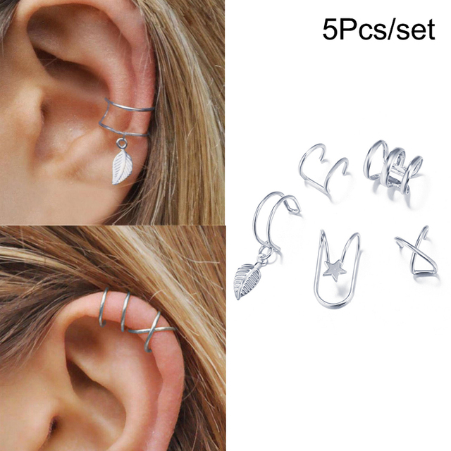 Simple Gold Silver Color Ear Clips Non-Piercing Fake Cartilage Earrings Clip Earrings Ear Cuff For Women Men Jewelry