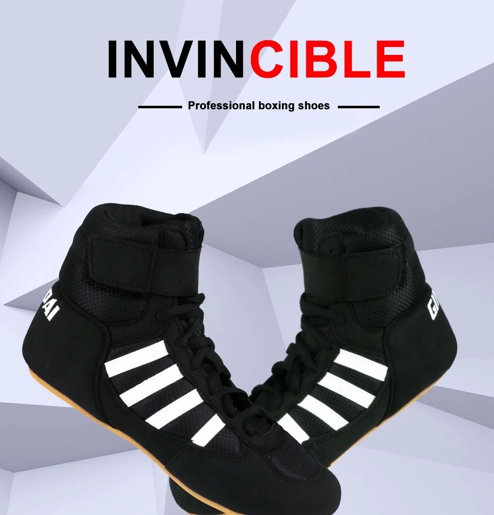 Description Picture 3 of itemGINGPAI Professional Boxing Shoes Wrestling Shoes Breathable Boxing Training Shoes Rubber Sole Durable Sports Shoes for Men