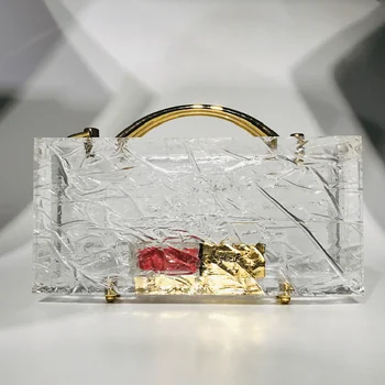 

Transparent totes bag Clear acrylic PVC plastic box bag women vintage retro evening party handbag summer bag