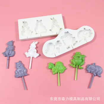 

Cartoon Animal Lollipop Fondant Silicone Mould Turtle Squirrel Rabbit Chocolate Bakery Lollipop Mold