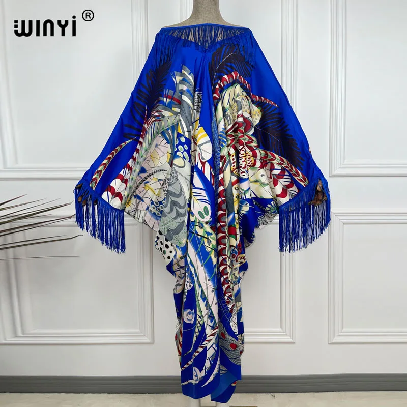WINYI tassels Spring sunmer Kuwait Vintage Maxi Dress party Women's