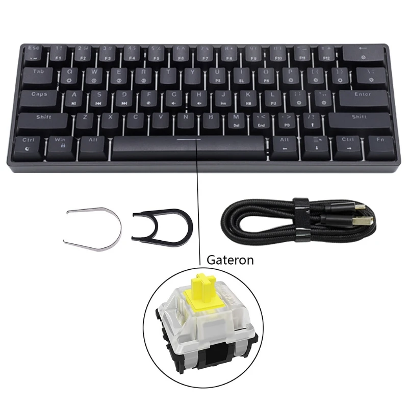 GK61 SK61 61 Key Mechanical Keyboard USB Wired LED Backlit Axis Gaming Mechanical Keyboard Gateron Optical Switches For Desktop 