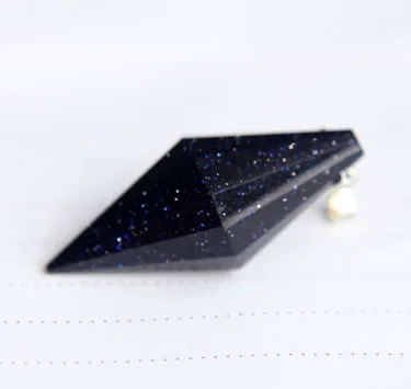 Natural Blue sandstone crystal pendant Double pointed Seven chakra crystal pendulum. Lady. Men pendant Manual cutting polyhedron 5