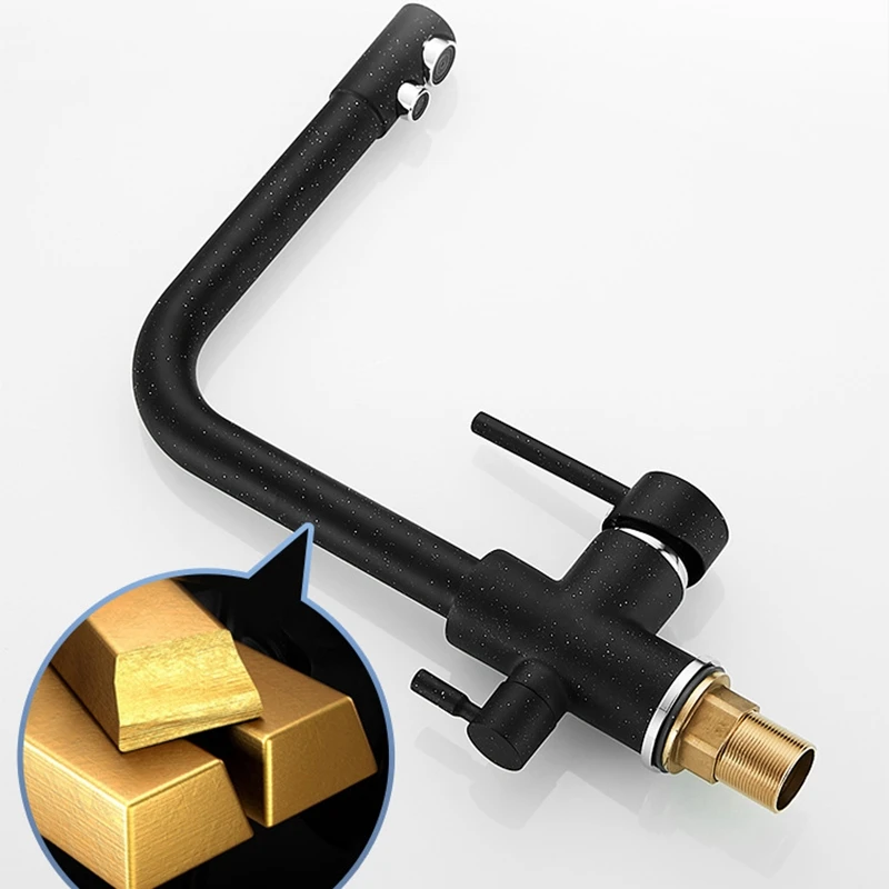 Kitchen Sink Faucet Mixer Seven Letter Design 360 Degree Rotation Water Purification Tap Dual Handle