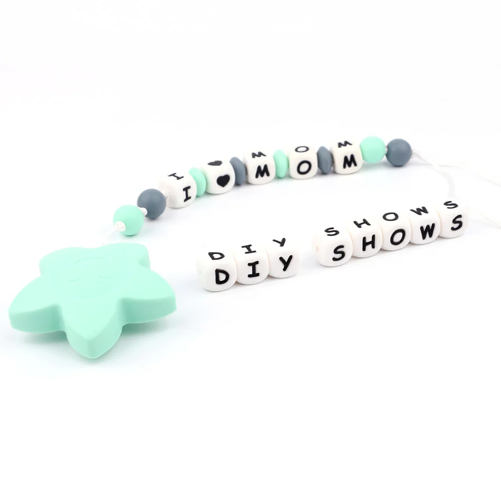 10Pcs Letter Beads Silicone Beads Baby Chewing Alphabet Wooden For Personalized Name DIY Teething Necklace 12mm