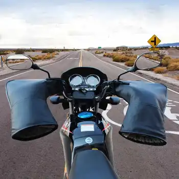 

Winter Thermal Motorcycle Handlebar Gloves with Reflective Strip Windproof Waterproof Warm Motorbike Handle bar Hand Cover Muffs