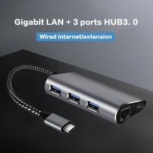 USB C концентратор USB C type C для RJ45 Ethernet сетевой USB 3,0 micro 5A адаптер Thunderbolt 3 для MacBook Pro samsung S8 S9 huawei