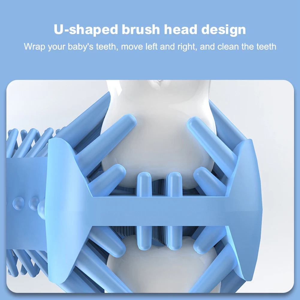 U Shaped Toothbrush 2-12 Ages Kids Toothbrush U-Shape Infant Toothbrush with Handle Silicone Oral Care Cleaning Brush for Baby