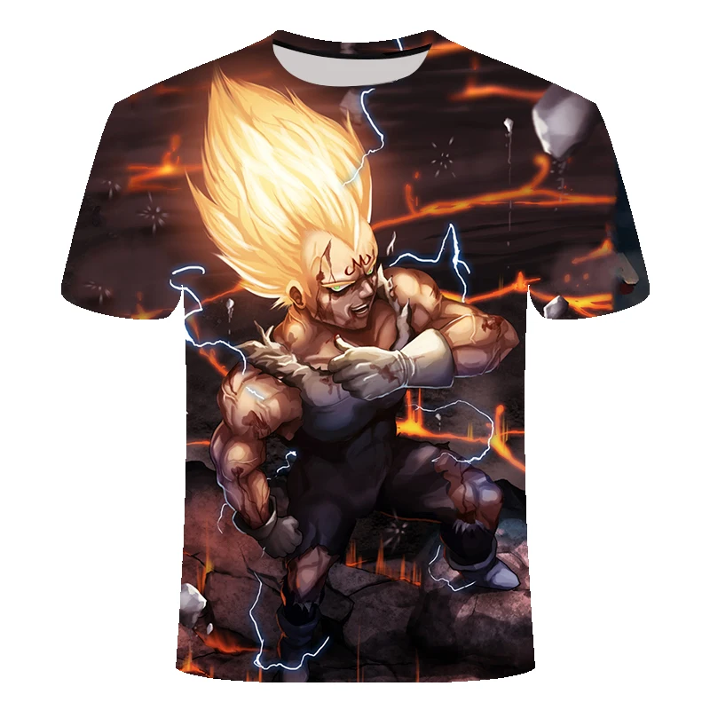 Dragon Ball Z футболка Goku с короткими рукавами и круглым вырезом летняя игра Vegeta Harajuku