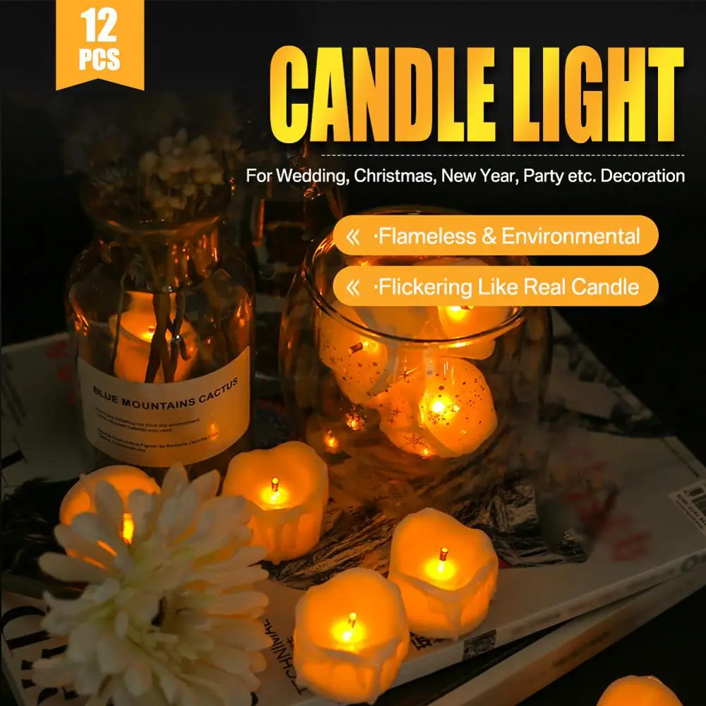 

New 6/12/24Pcs Battery Powered LED Candle Lights Flameless Simulated Led Candle Lamp for Christmas Church New Year Home Decorate
