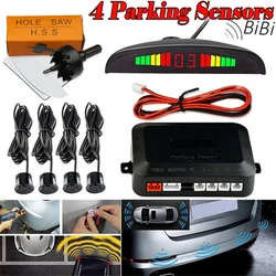 Capteur de stationnement LED Parktronic automatique avec 4 capteurs de recul, moniteur Radar de stationnement de voiture, système de détection, affichage rétroéclairé 
