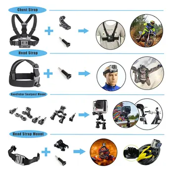 

50pcs/set Screw 360 Degree With Bracket Suction Cup Protect Cover Practical Portable Action Camera Accessories Strap For GoPro