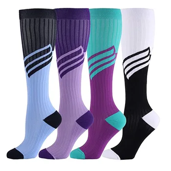 

Sport Compression Stockings Funny Pattern Hiking Leg Pressure Running Cycling Multicolor Compress Socks High Long Tube Stockings
