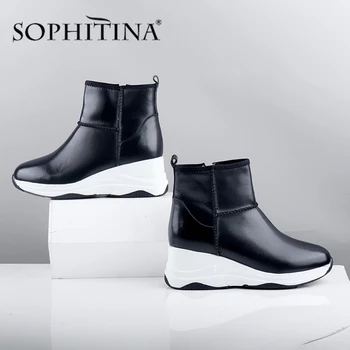 

SOPHITINA Wool New Boots Very Warm Comfortable Wedge Round Toe Fashion Design Solid Sewing Sport Style Shoes Women's Boots CQ01