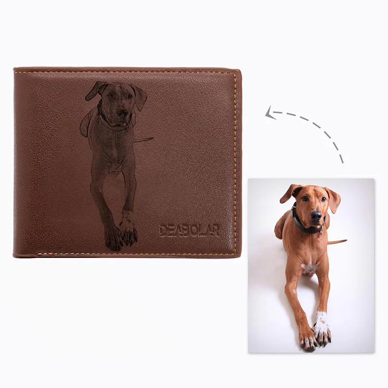 

Custom Pet Dog Photo Men Wallet PU Leather Purse Engrave Wish Words Exclusive Dad Short Wallet Best Christmas Gifts for Husband
